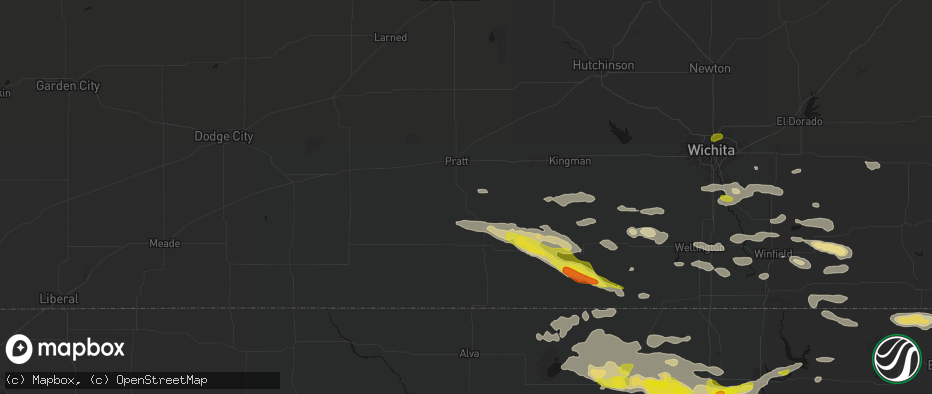Hail map in Sawyer, KS on June 18, 2026