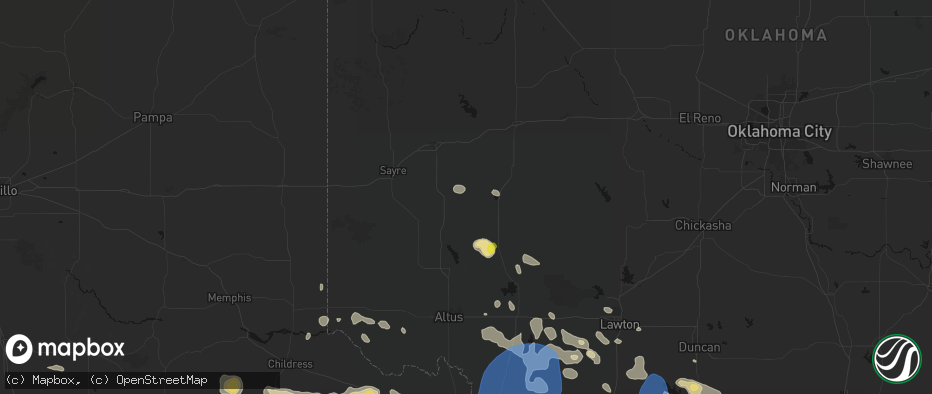 Hail map in Sentinel, OK on June 18, 2026