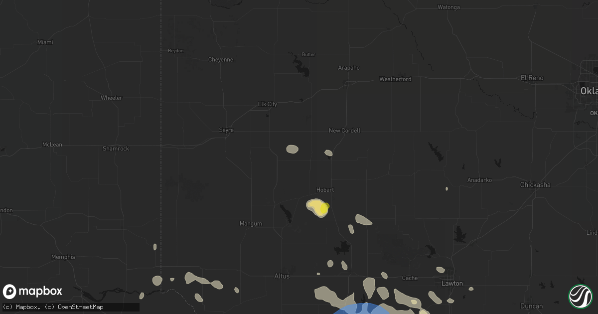 Hail map in Sentinel, OK on June 18, 2026