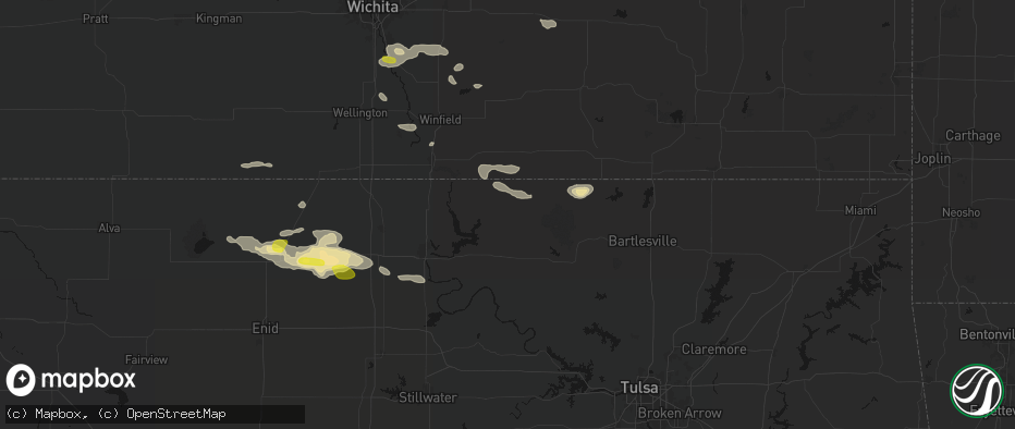 Hail map in Shidler, OK on June 18, 2026