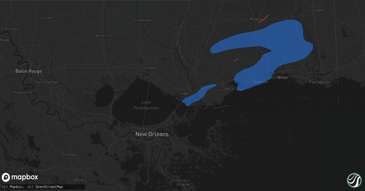 Hail map in Slidell, LA on June 18, 2026