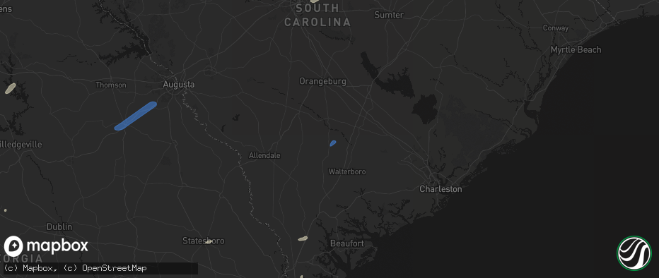 Hail map in Smoaks, SC on June 18, 2026