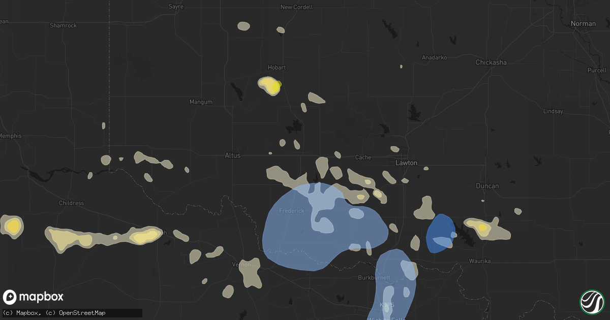 Hail map in Snyder, OK on June 18, 2026