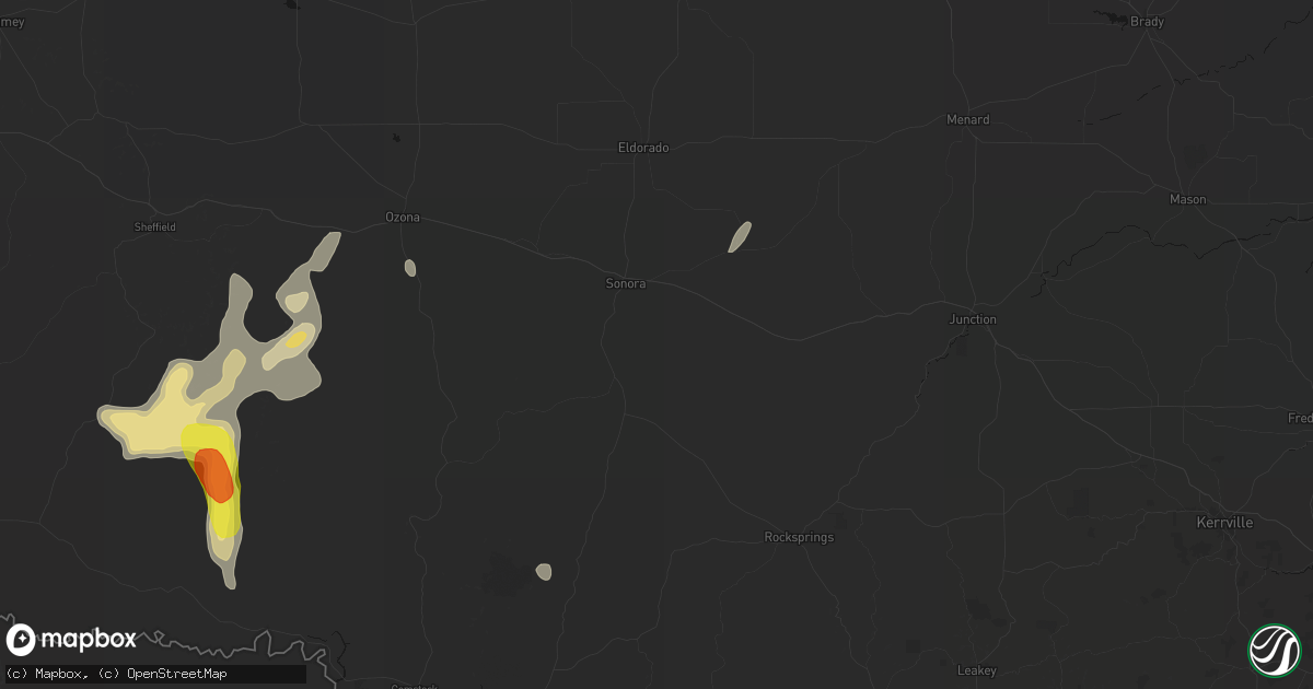 Hail map in Sonora, TX on June 18, 2026