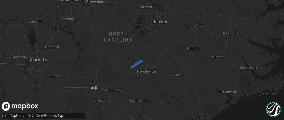 Hail map in Spring Lake, NC on June 18, 2026