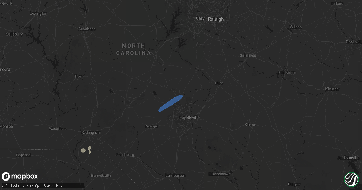 Hail map in Spring Lake, NC on June 18, 2026