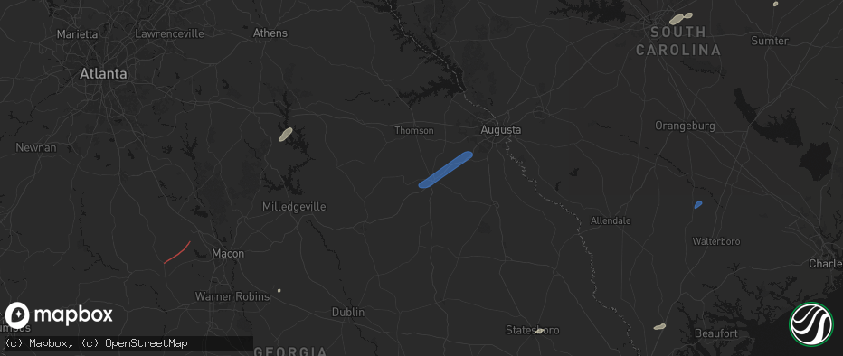 Hail map in Stapleton, GA on June 18, 2026