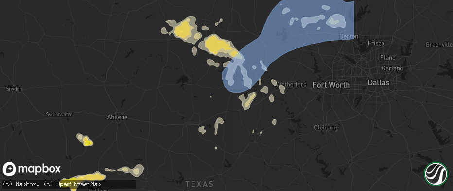 Hail map in Strawn, TX on June 18, 2026