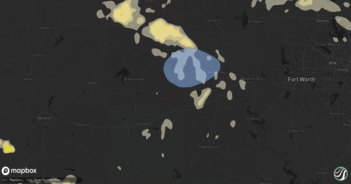 Hail map in Strawn, TX on June 18, 2026
