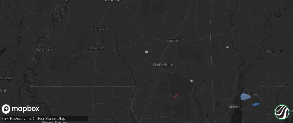 Hail map in Sumrall, MS on June 18, 2026