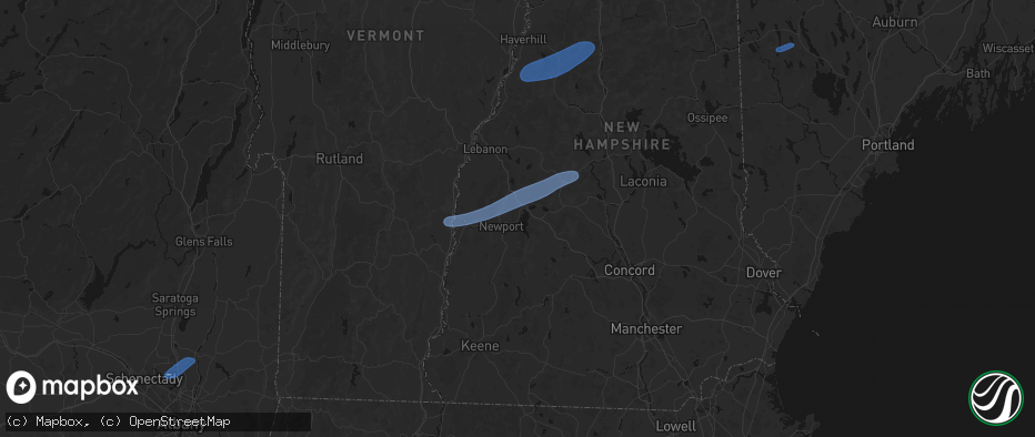 Hail map in Sunapee, NH on June 18, 2026