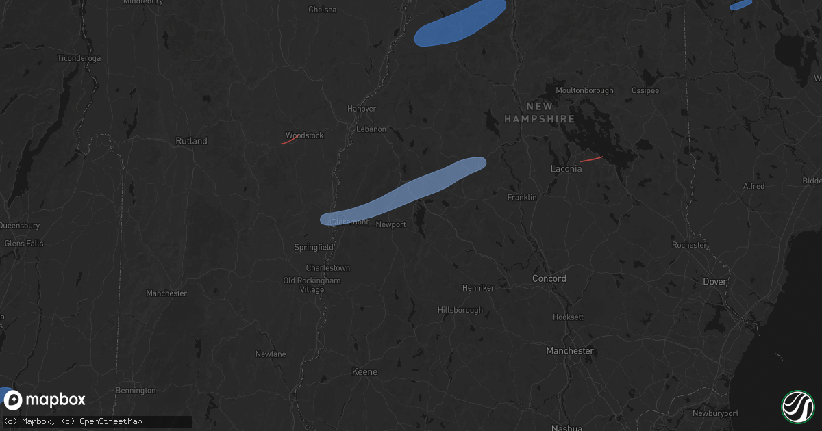 Hail map in Sunapee, NH on June 18, 2026