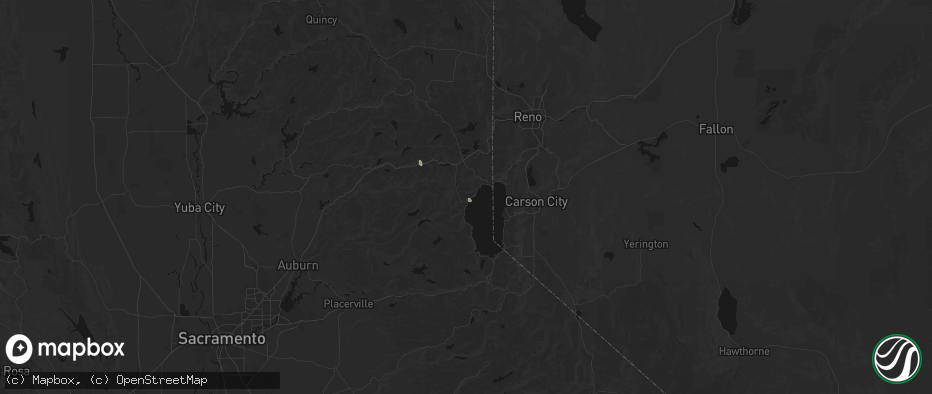 Hail map in Tahoe City, CA on June 18, 2026