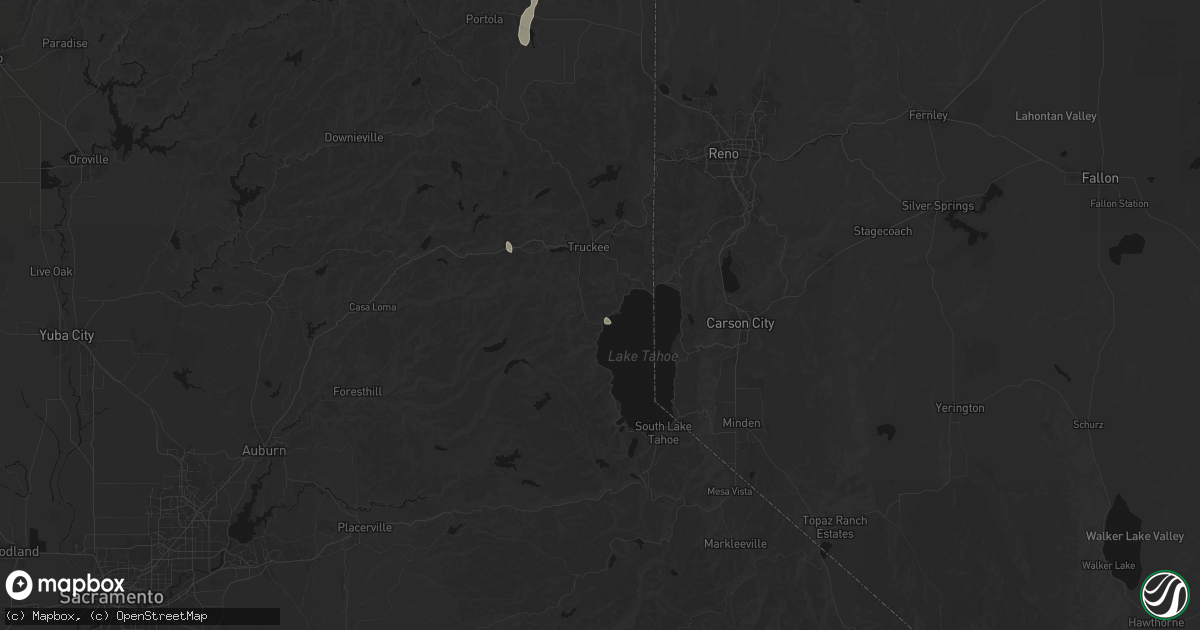 Hail map in Tahoe City, CA on June 18, 2026