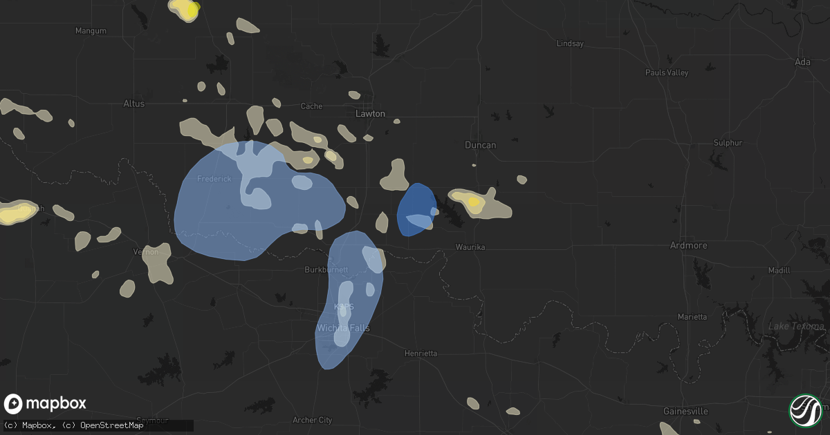 Hail map in Temple, OK on June 18, 2026