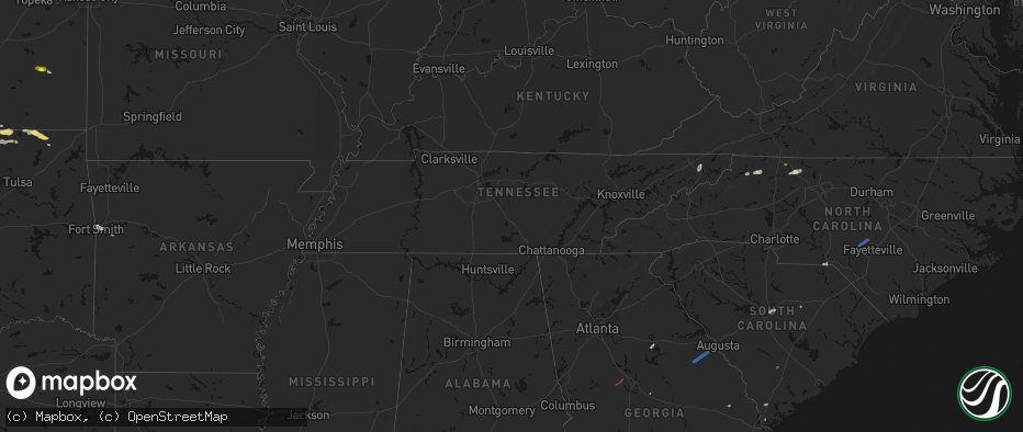 Hail map in Tennessee on June 18, 2026