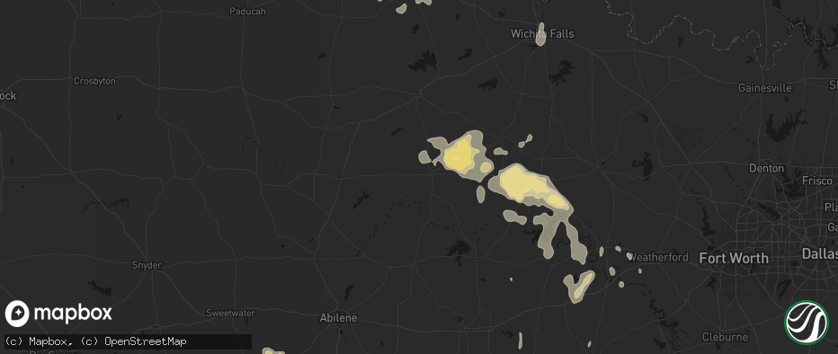 Hail map in Throckmorton, TX on June 18, 2026