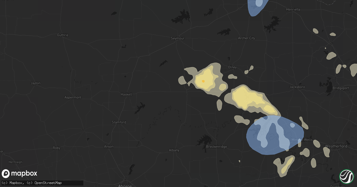 Hail map in Throckmorton, TX on June 18, 2026