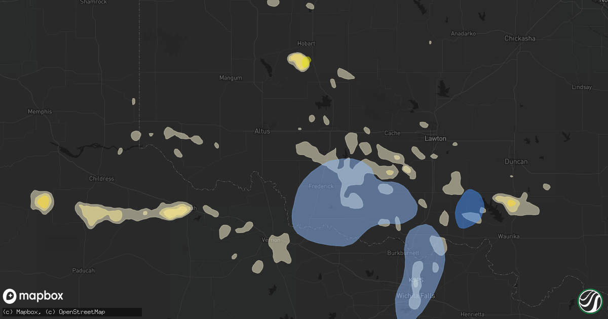 Hail map in Tipton, OK on June 18, 2026