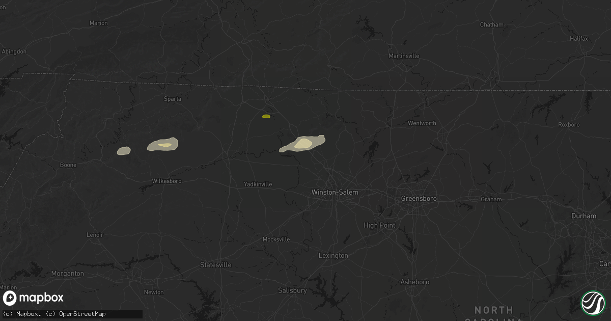 Hail map in Tobaccoville, NC on June 18, 2026