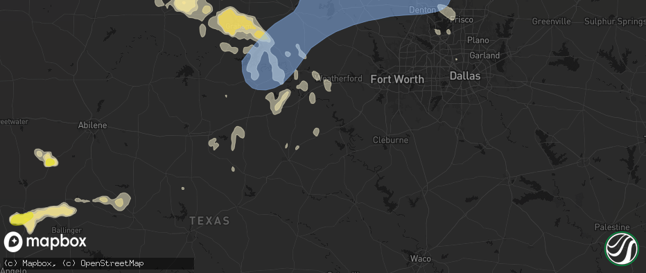 Hail map in Tolar, TX on June 18, 2026