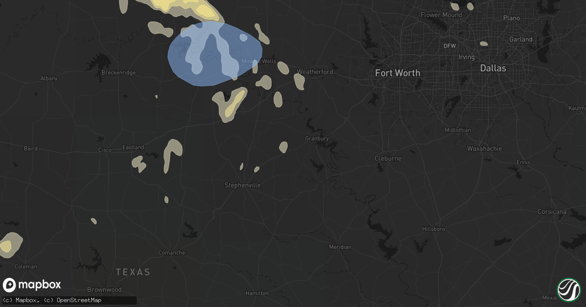 Hail map in Tolar, TX on June 18, 2026
