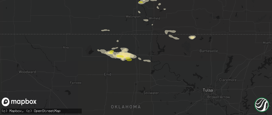 Hail map in Tonkawa, OK on June 18, 2026