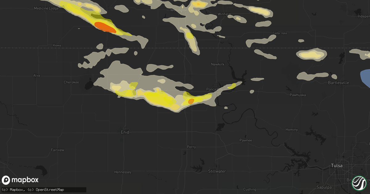 Hail map in Tonkawa, OK on June 18, 2026
