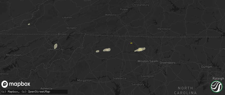Hail map in Traphill, NC on June 18, 2026