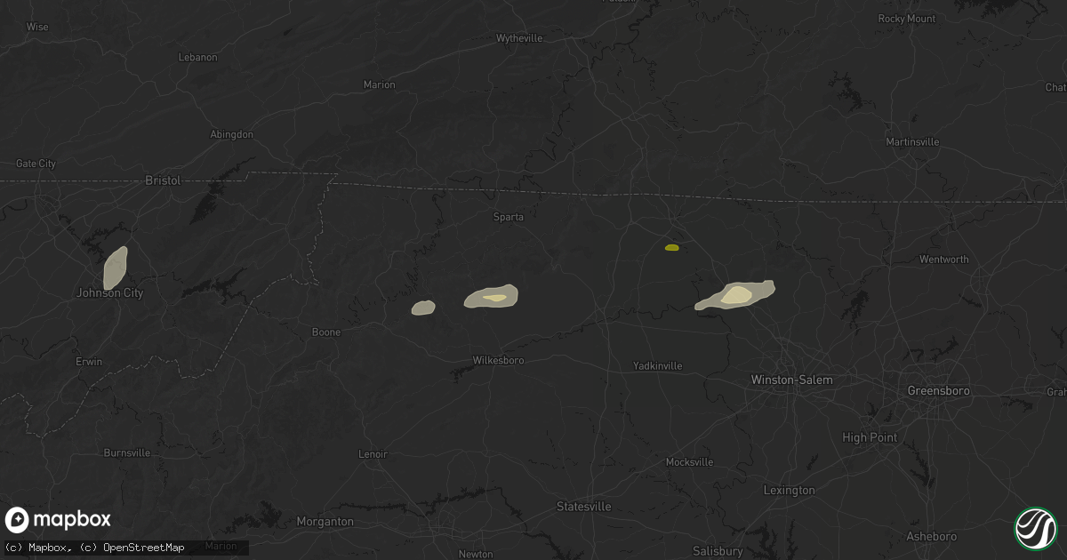 Hail map in Traphill, NC on June 18, 2026