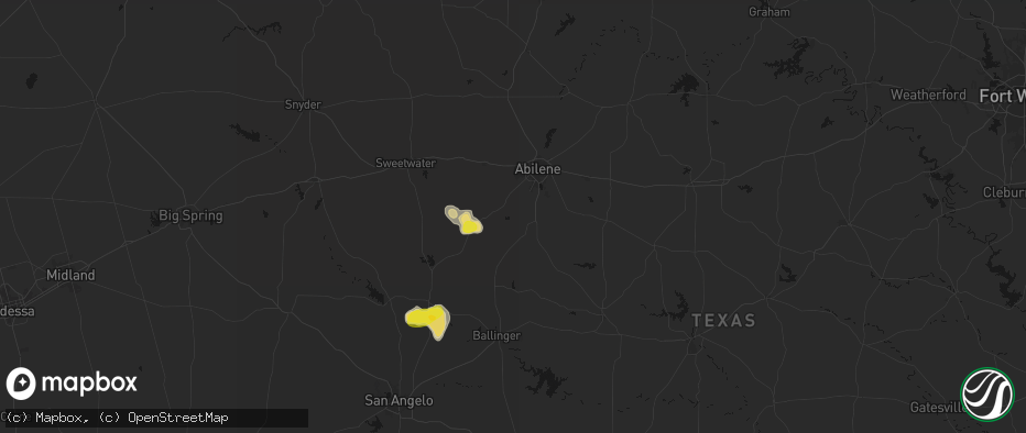 Hail map in Tuscola, TX on June 18, 2026