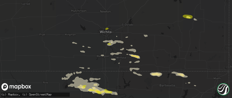 Hail map in Udall, KS on June 18, 2026