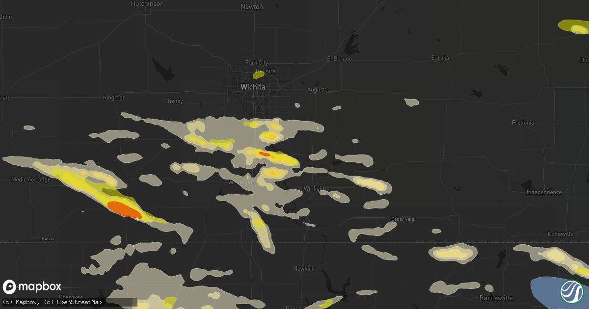Hail map in Udall, KS on June 18, 2026