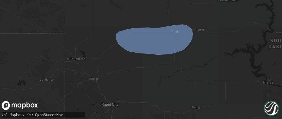 Hail map in Union Center, SD on June 18, 2026