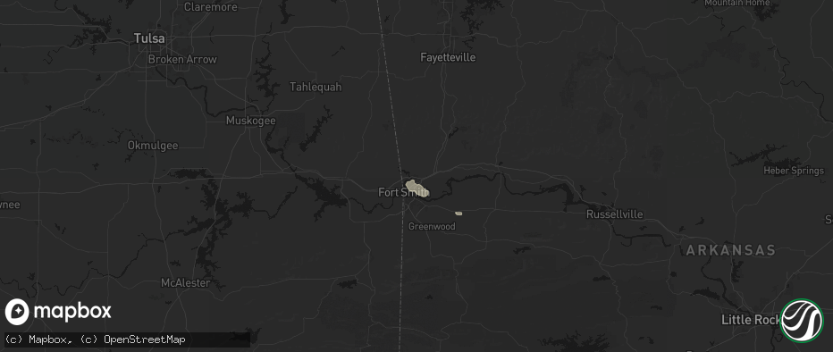 Hail map in Van Buren, AR on June 18, 2026