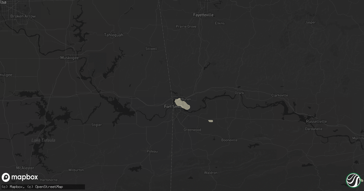 Hail map in Van Buren, AR on June 18, 2026