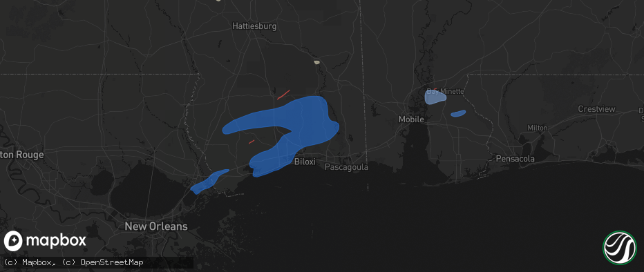 Hail map in Vancleave, MS on June 18, 2026