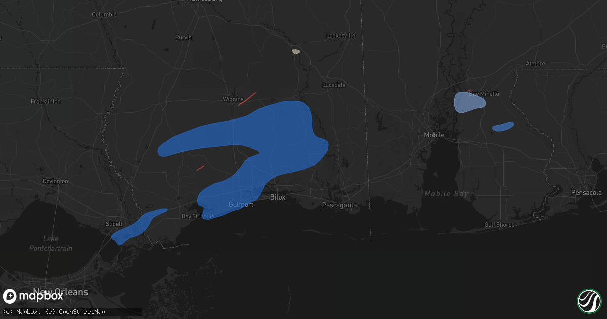 Hail map in Vancleave, MS on June 18, 2026