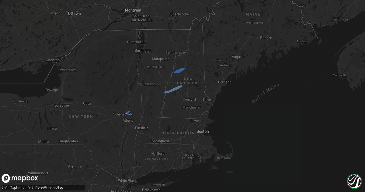 Hail map in Vermont on June 18, 2026