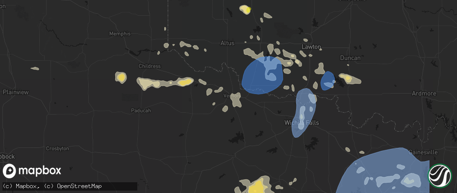 Hail map in Vernon, TX on June 18, 2026