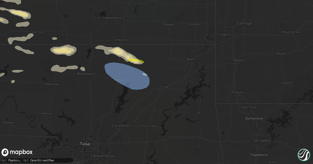 Hail map in Vinita, OK on June 18, 2026