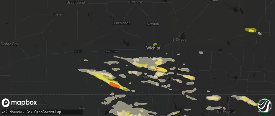 Hail map in Viola, KS on June 18, 2026