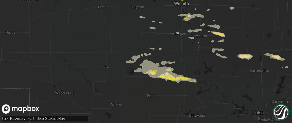 Hail map in Wakita, OK on June 18, 2026