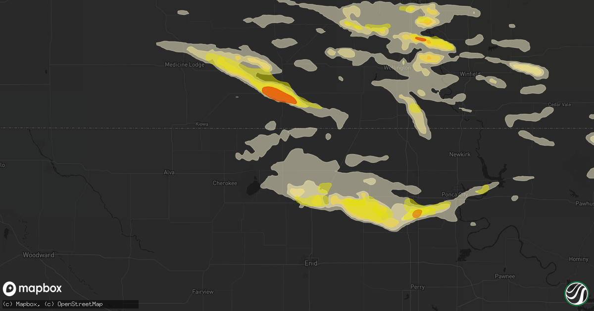 Hail map in Wakita, OK on June 18, 2026