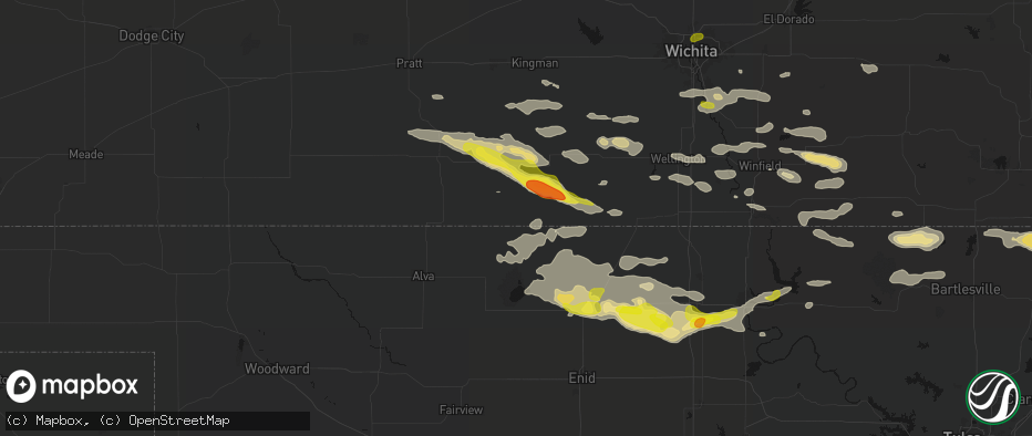 Hail map in Waldron, KS on June 18, 2026