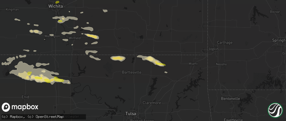 Hail map in Wann, OK on June 18, 2026