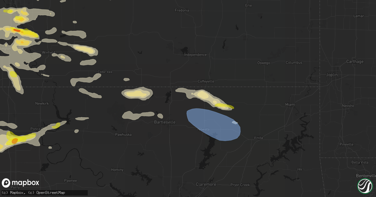 Hail map in Wann, OK on June 18, 2026