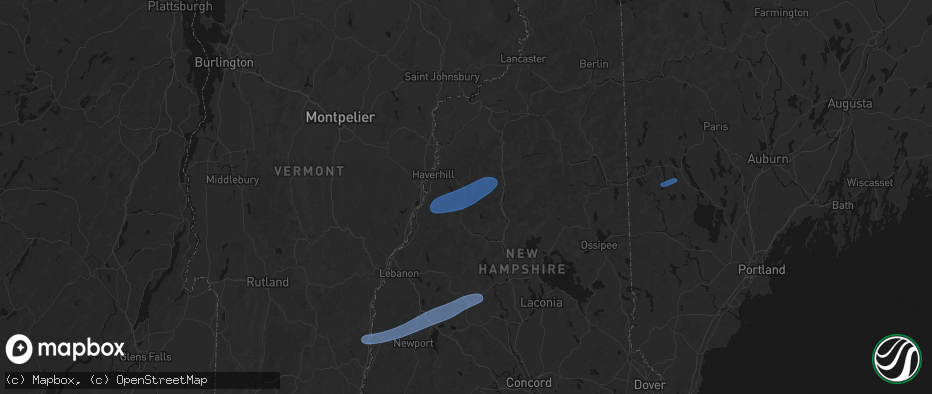 Hail map in Warren, NH on June 18, 2026