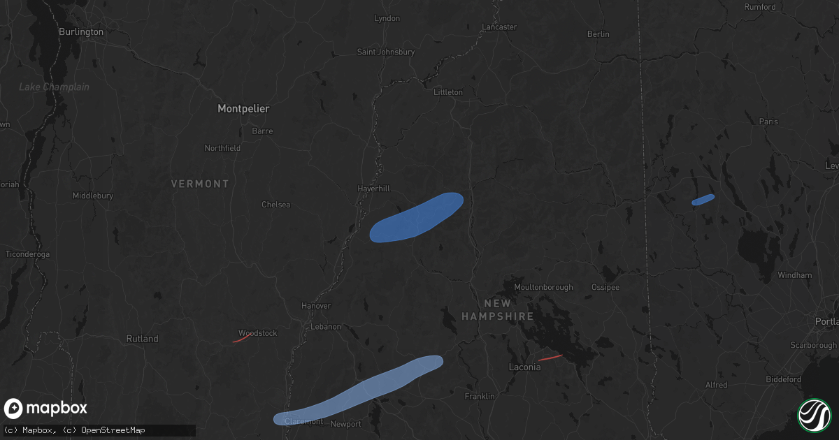 Hail map in Warren, NH on June 18, 2026