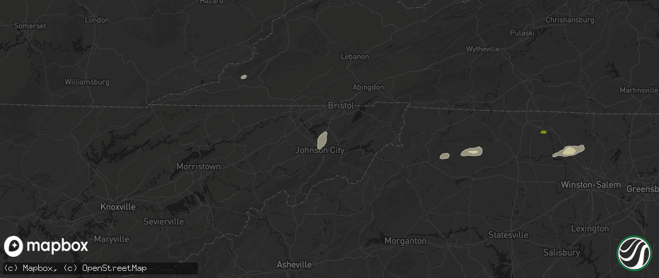 Hail map in Watauga, TN on June 18, 2026